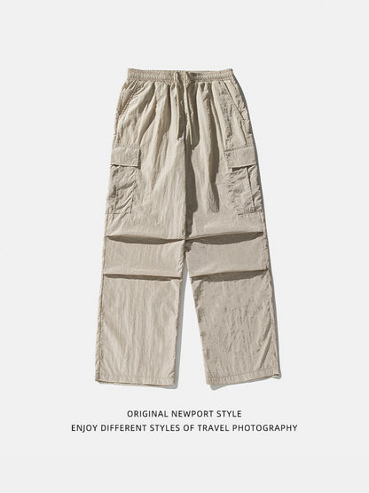 Pantalones cargo holgados de nailon y metal para mujer