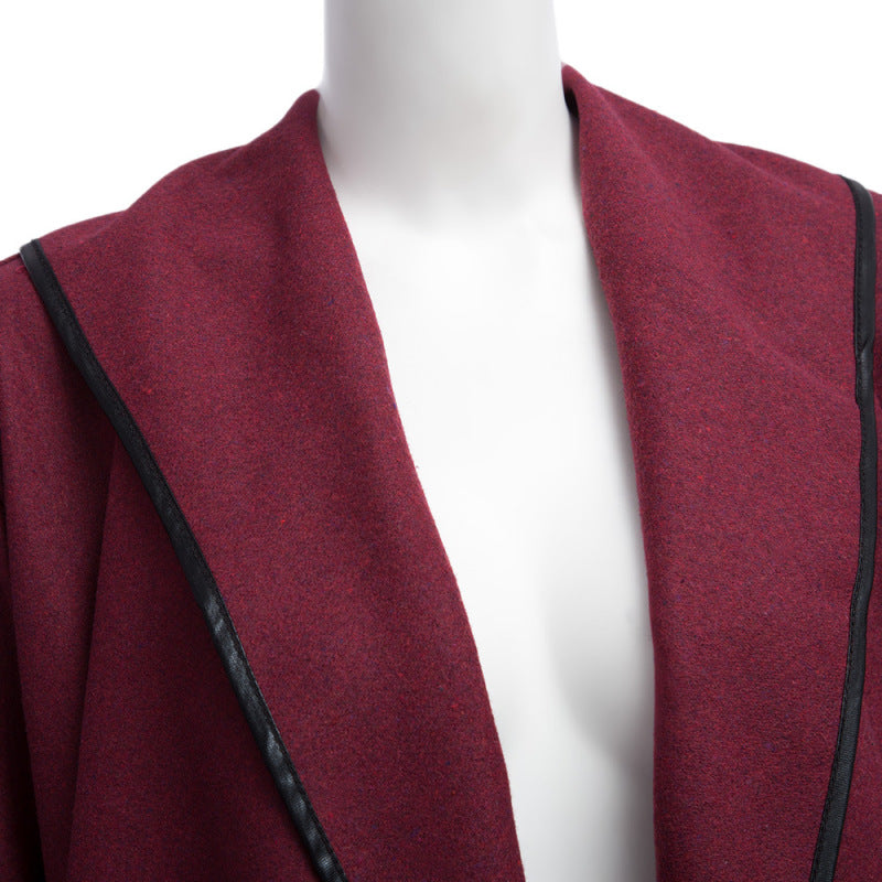 Women Fashion Casual Long Sleeve Heap Collar Irreguar Surplice Coat