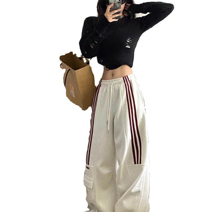Plus Size Women Winter Thickened Casual High Waist Straight Cargo Pants