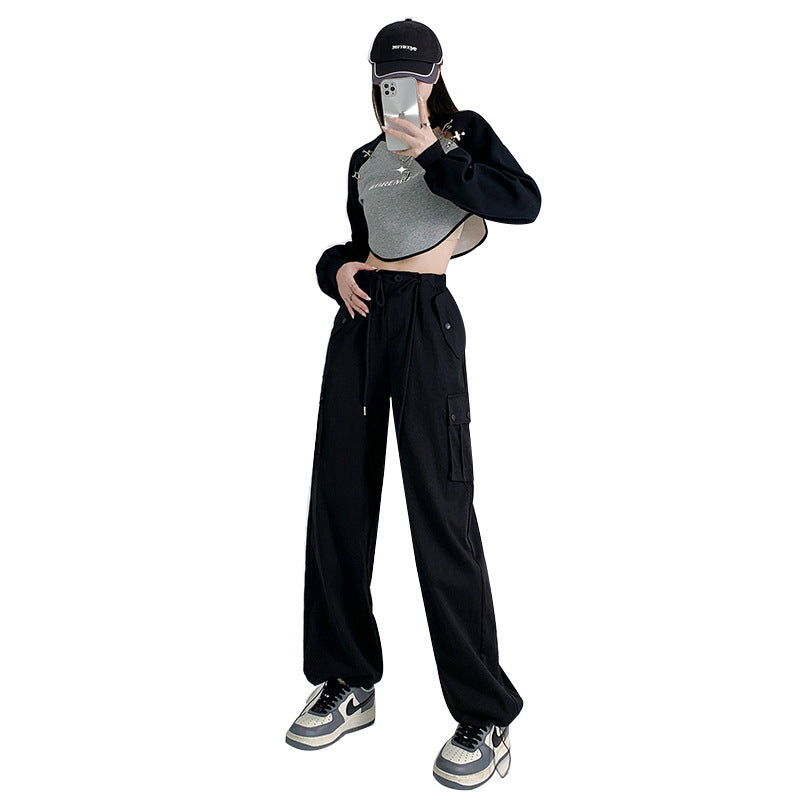 Pantalones cargo casuales de color sólido a la moda para mujer