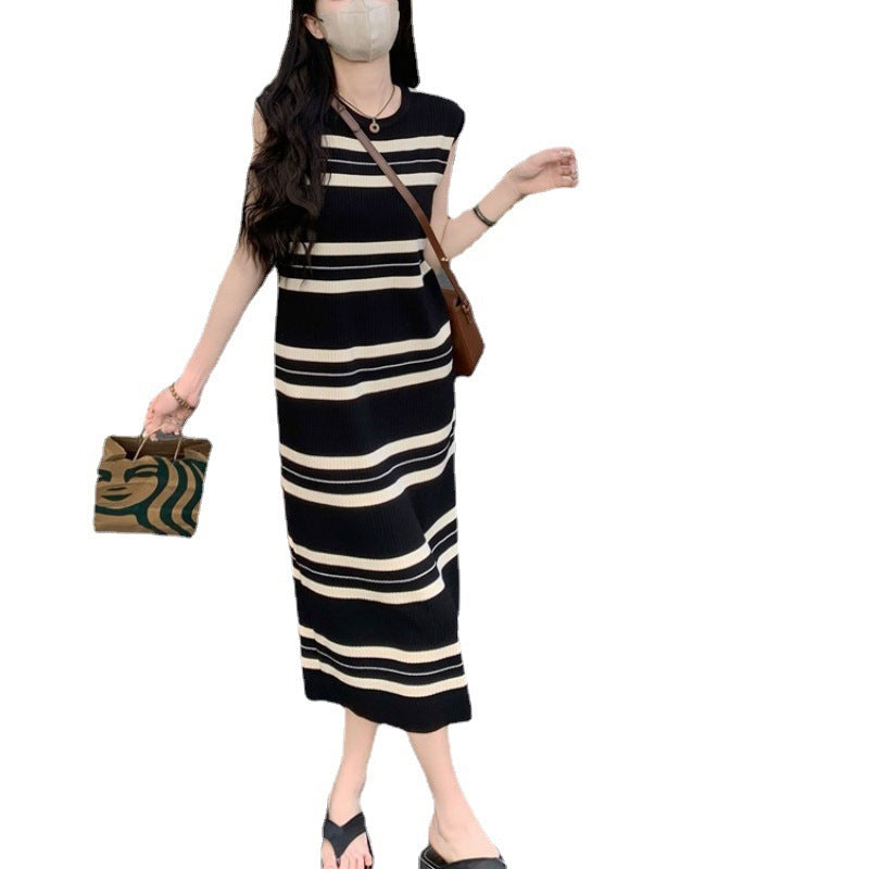 Women Casual Stripe Sleeveless Dress