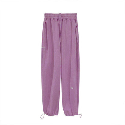 Women Athleisure Letters Print Loose Casual High Waist Straight Jogger Pants
