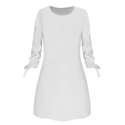 Women Basic Autumn Solid Color Casual Round Neck Dress