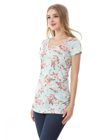 Summer Maternity Casual Fashion Leopard Printed Breastfeeding Top
