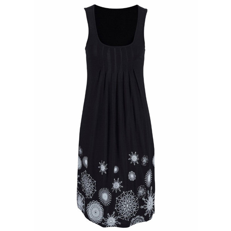 Casual Summer Vacation Floral Print Sleeveless U Neck Dress