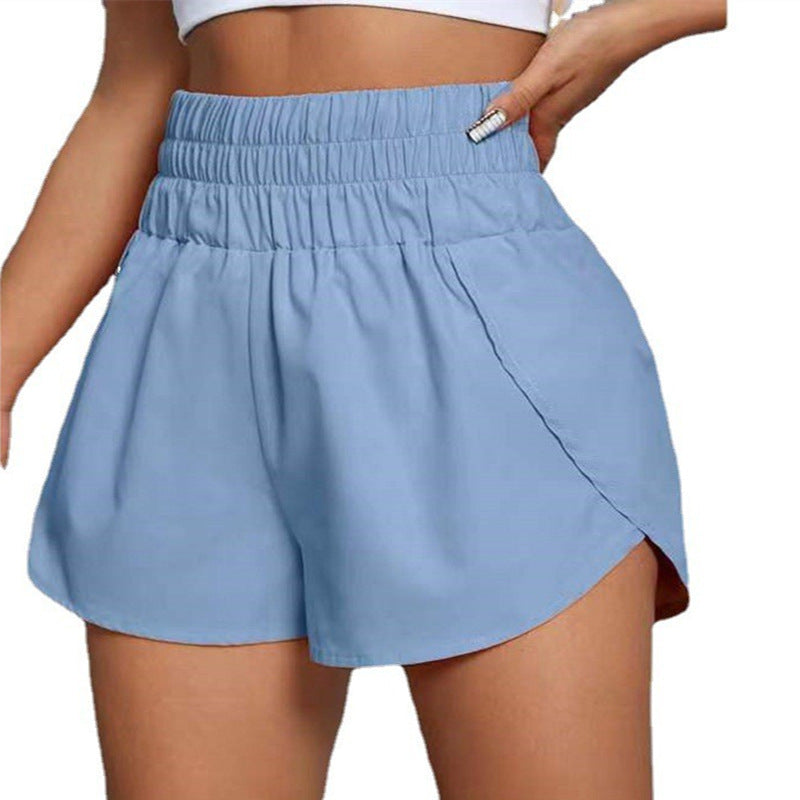 Summer High Waist Women Casual Elastic Loose Summer Solid Color Sports Shorts