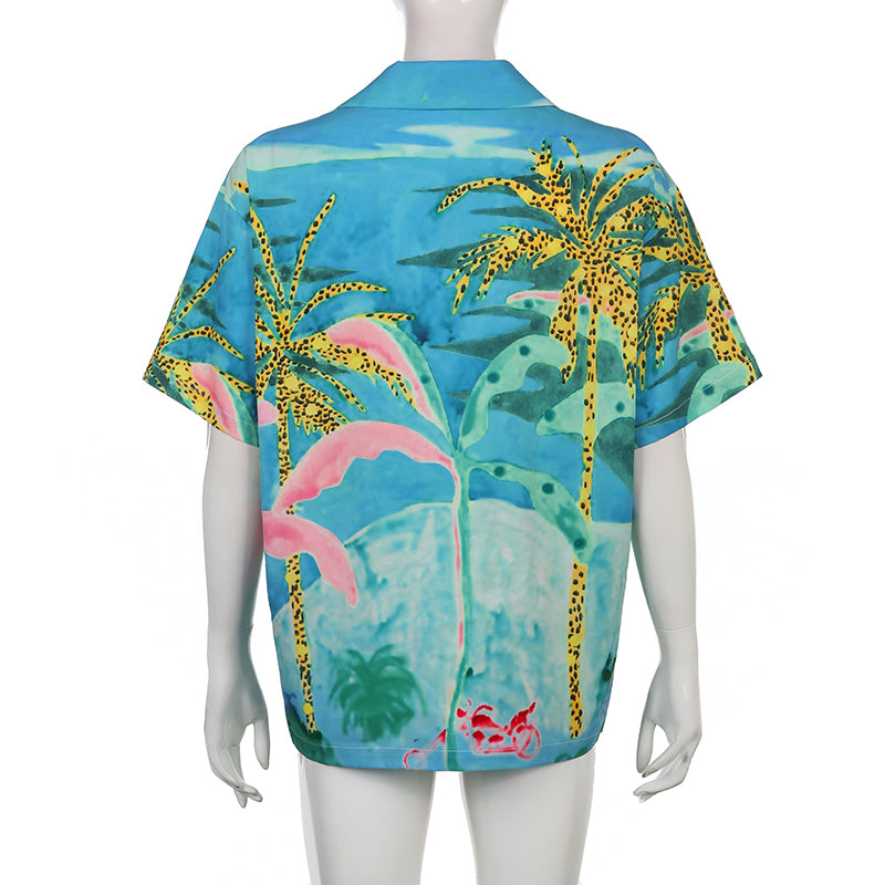 Blusa informal holgada de manga corta con un solo pecho para mujer, estilo atrevido, para vacaciones de verano