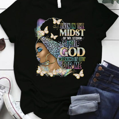 Women Casual Loose Plus Size Round Neck Short-Sleeved Pretty Girl Graphics Colorful Printed T-Shirt