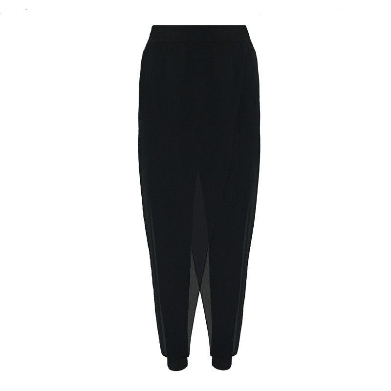 Women Summer Casual Solid Color Mesh Harem Pants