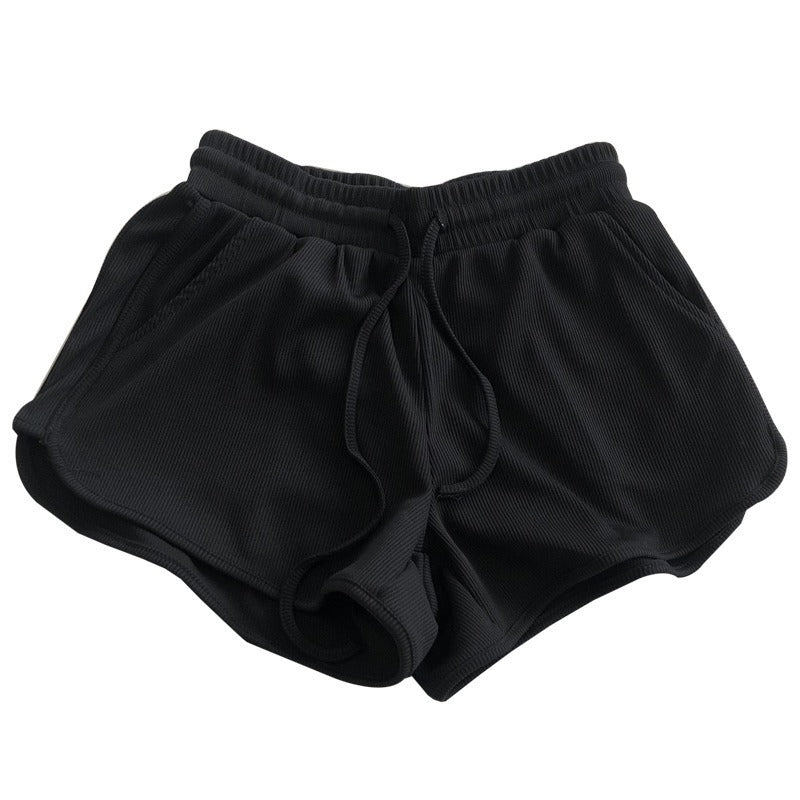 Pantalones cortos holgados casuales de color sólido para mujer