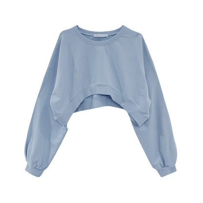 Women Basic Casual Edgy Long Sleeve Autumn Solid Color Crop Top