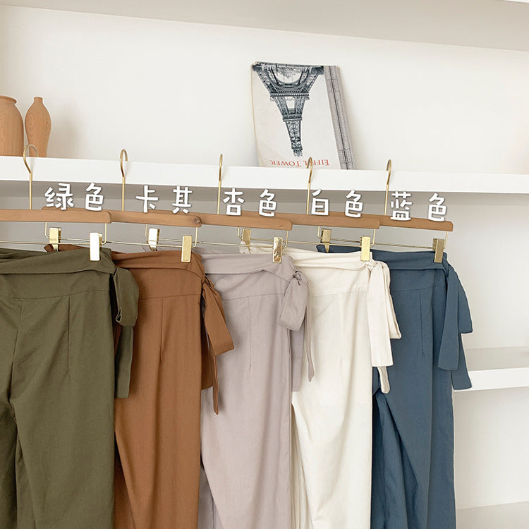 Women Fashion Casual Solid Color Loose High-Waist Pants