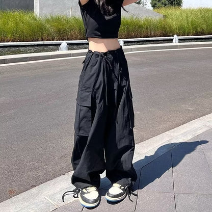 Fashion Women Casual Solid Color High Waist Wide-Leg Pants