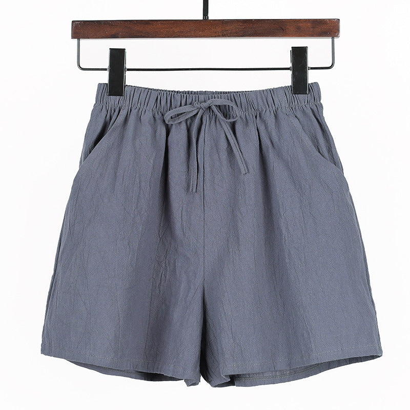 Women Linen Cotton Linen Sports Casual Wide Leg Shorts