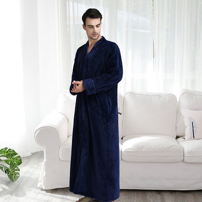 Couples Winter Fashion Casual Home Solid Color Flannel V Neck Long Sleeve Zipper Robes Sleepwear