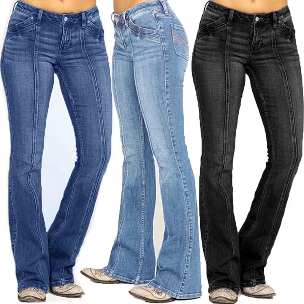 Vaqueros casuales de tiro bajo a la moda para mujer