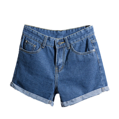 Women Casual Basic Rolled High-Waist Denim Shorts