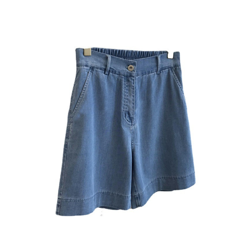 Pantalones cortos vaqueros de cintura alta informales de verano vintage para mujer