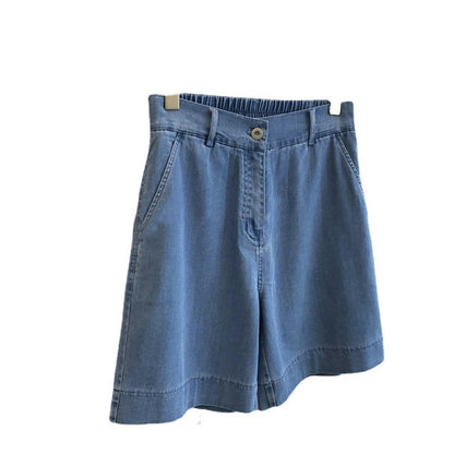 Pantalones cortos vaqueros de cintura alta informales de verano vintage para mujer