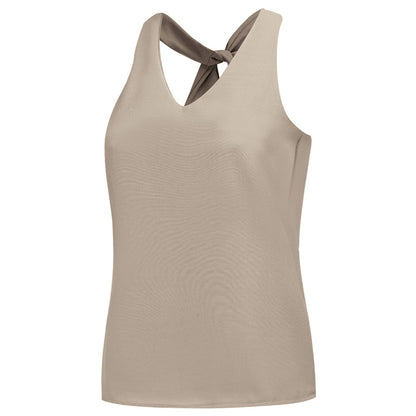 Camiseta básica informal sin mangas con cuello en V y color liso para mujer