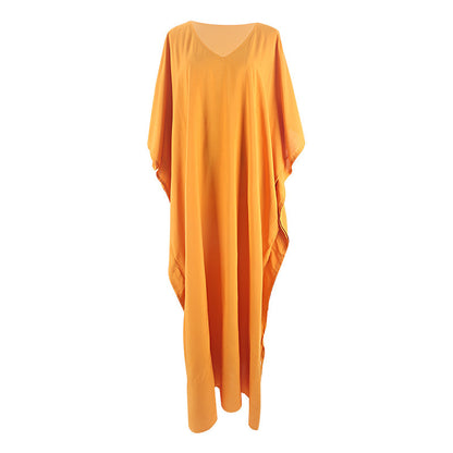 Traje de baño de bikini holgado de manga larga informal para mujer, color liso, para playa, vacaciones