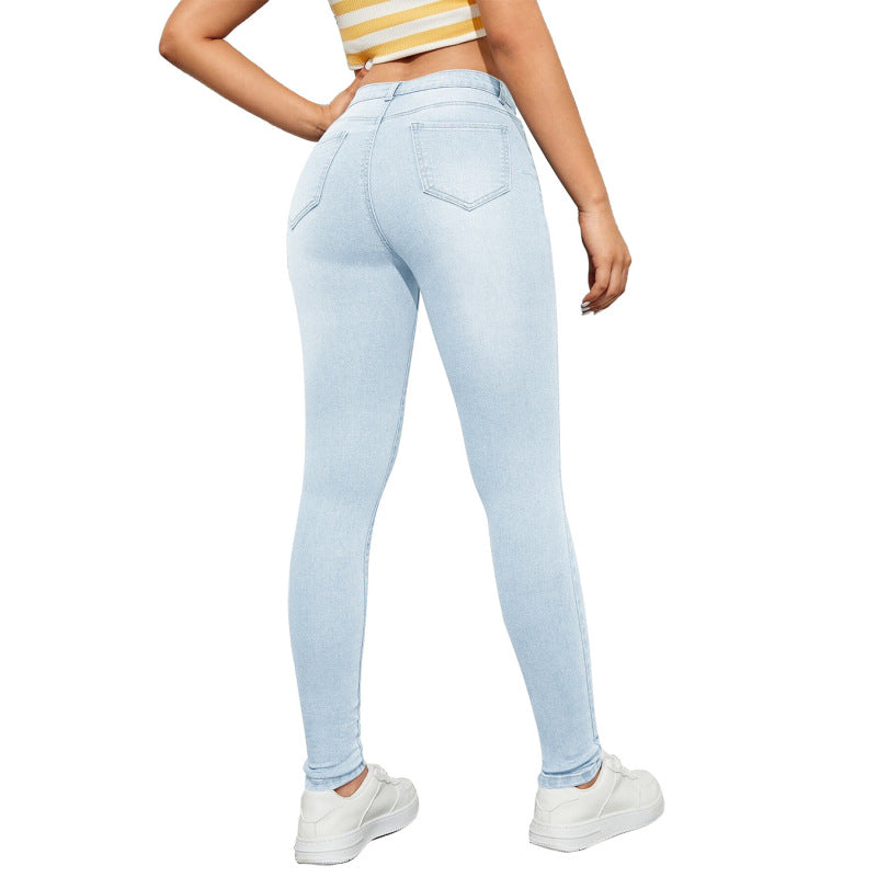 Vaqueros ajustados de cintura alta para mujer