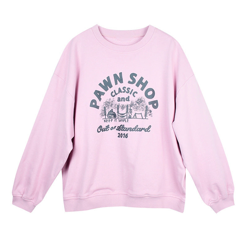 Women Street Casual Alphabet Print Fleece-Lined Sweatshirt