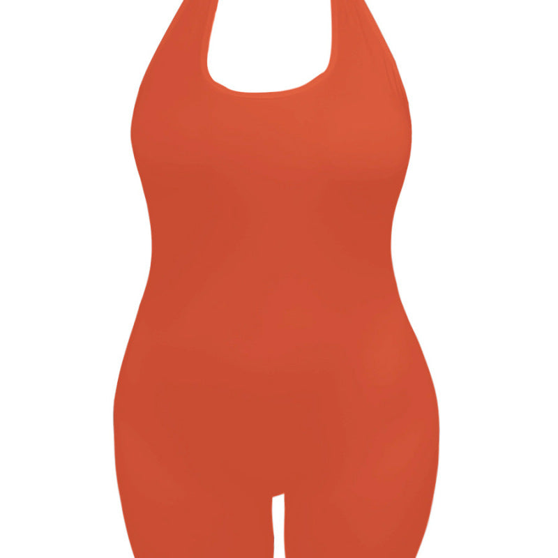 Mono deportivo básico de color liso informal para mujer de talla grande