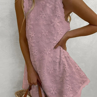 Vestido informal holgado sin mangas con estampado floral a la moda para mujer