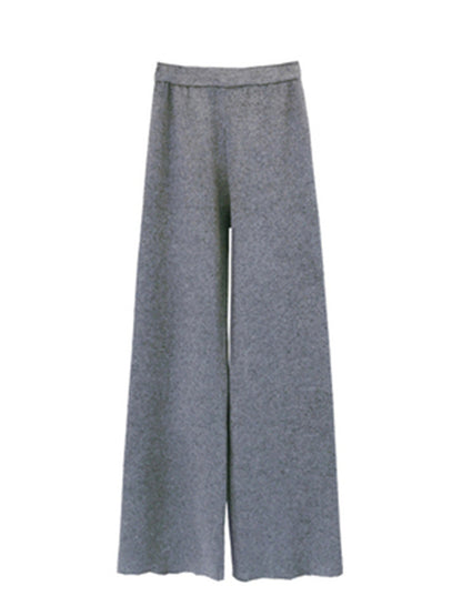 Women Casual Pants Thickened Knitted Wide-Leg High-Waisted Straight-Leg Pendant Long Pants