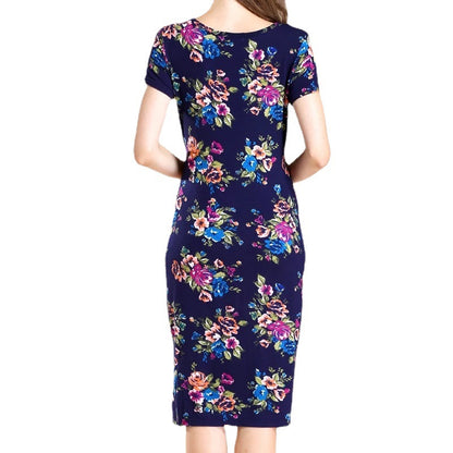 Vestido de lactancia de manga corta con estampado floral informal de moda de verano para mujeres embarazadas