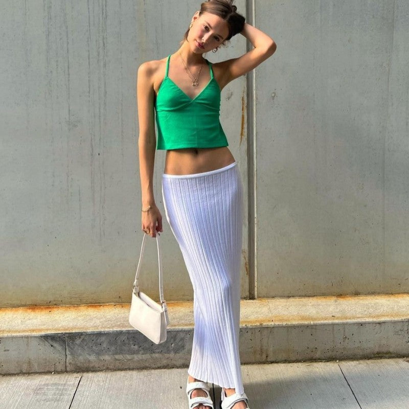 Women Sexy Fashion Casual Vacation Solid Knitted Beach Tube Dress
