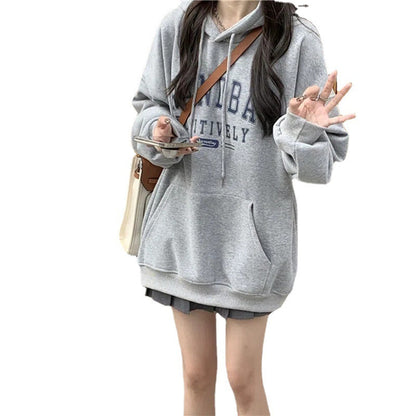 Sudadera con capucha informal de invierno para mujer con forro polar