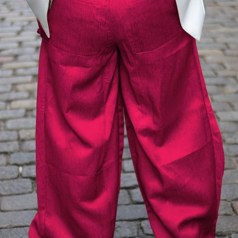 Women Spring Fashion Solid Colid Casual Street Detachable Pocket Wide Leg Cargo Pants