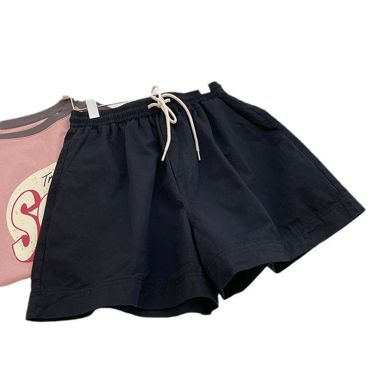 Women Casual Basic Looses Pure Cotton Summer High Waist A- Shape Shorts