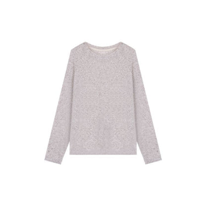 Women Fashion Casual Solid Color Round Neck Long Sleeve Top