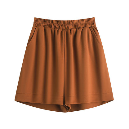 Summer Women Solid Color Casual Plus Size High Waist Shorts