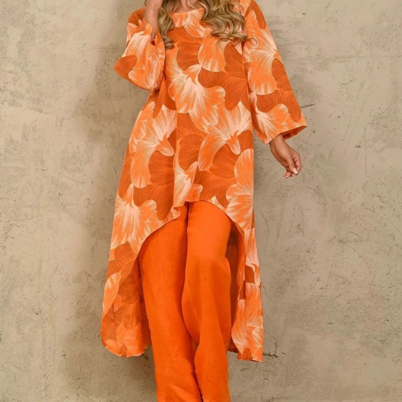 Conjunto de pantalones de manga larga con estampado informal a la moda para mujer