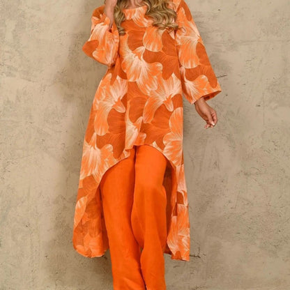 Conjunto de pantalones de manga larga con estampado informal a la moda para mujer
