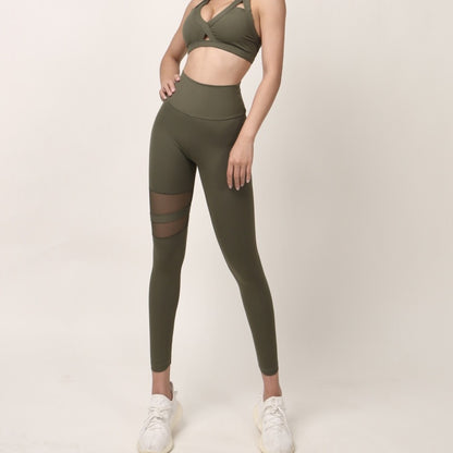 Fashion Casual Women'S Tight See-Through Sports High-Waist Spliced Pants