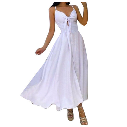 Women Casual Sexy Vacation Floral Print Knit Strap Swing Maxi Dress