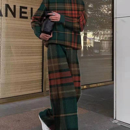 Conjunto de dos piezas de suéter y pantalón con estampado de pata de gallo para mujer