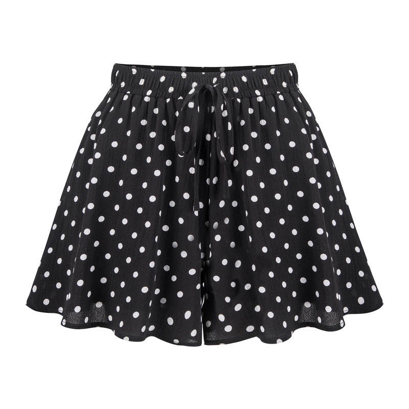 Pantalones cortos holgados de cintura alta de gasa para mujer, informales, con estampado, talla grande