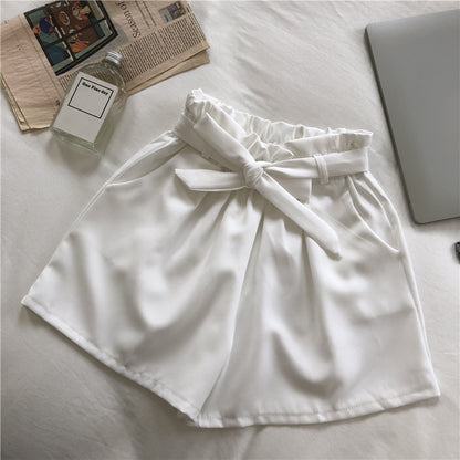 Women Cute casual BowKnot Bandage Loose Elastic Waist Shorts
