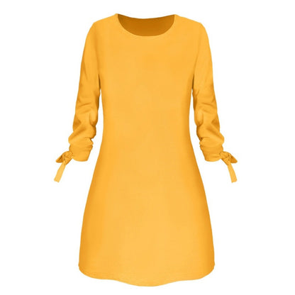 Women Basic Autumn Solid Color Casual Round Neck Dress