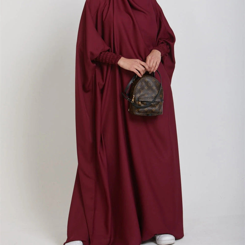 Women Casual Solid Color Abaya Long Sleeve Maxi Dress