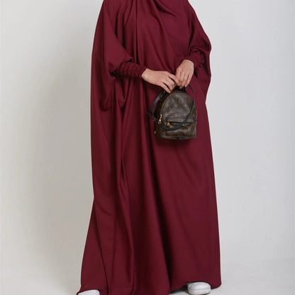 Women Casual Solid Color Abaya Long Sleeve Maxi Dress