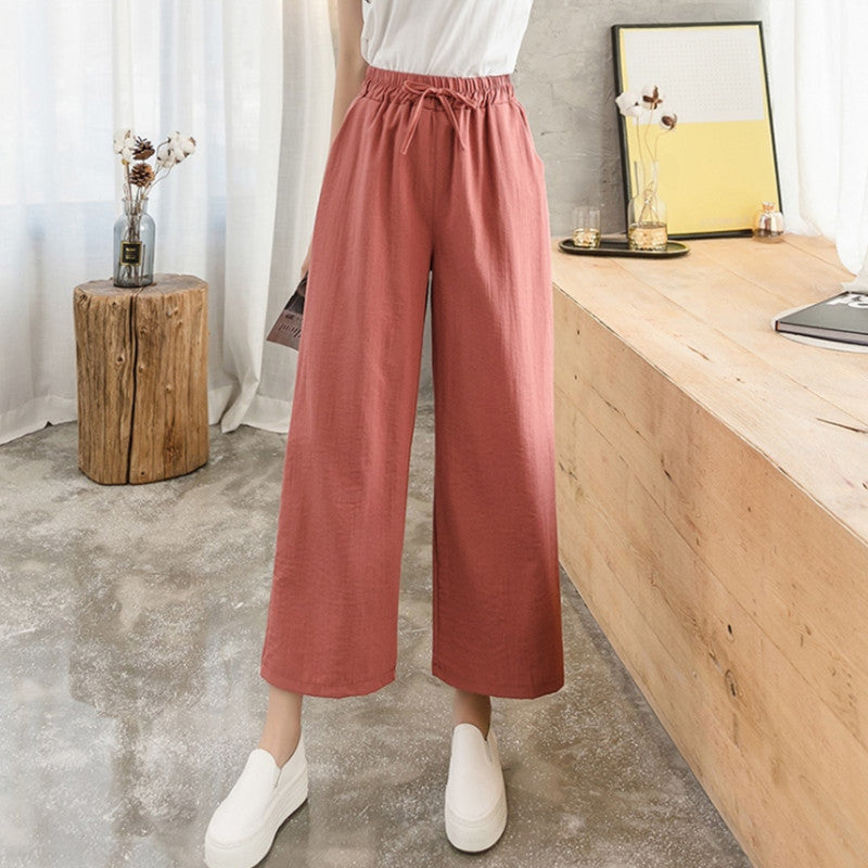 Women'S Fashion Casual Loose High Waist Thin Drape Cropped Pants