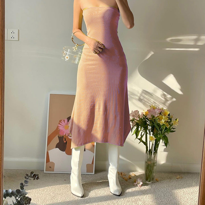 Summer Solid Color Women Pullover Sleeveless Casual High Waist Dress