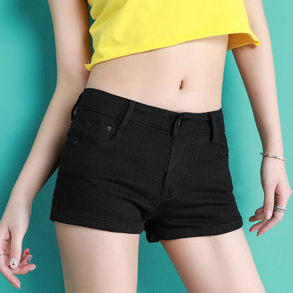 Women Fashion Casual Basic Low Waist Stretch Denim Shorts
